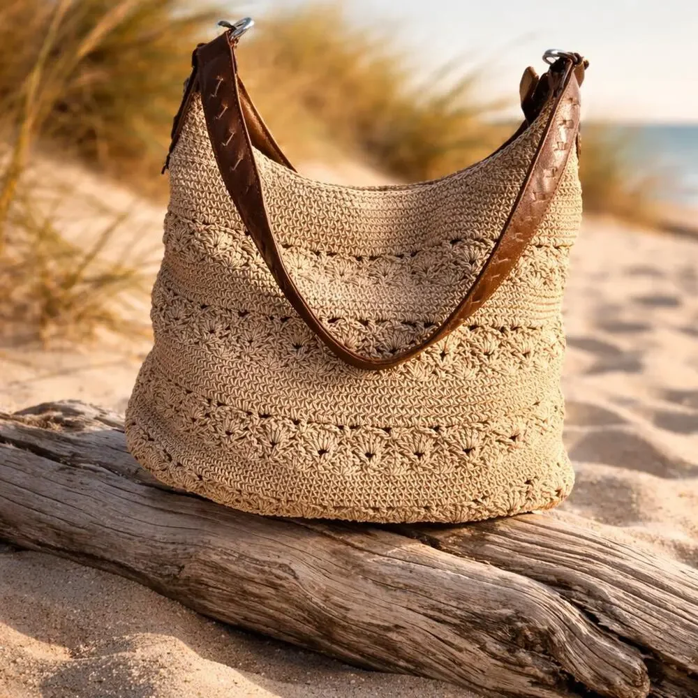 Handmade Hobo Crochet Boho Chic Hippie Lace Travel Y2K Grannycore Resortwear Bag